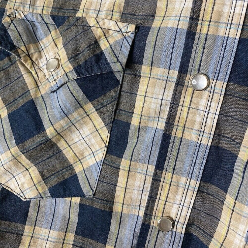 Vintage High Noon Mens Plaid Western Pearl Snap Short Sleeve Shirt Cowboy Size S - Picture 3 of 5